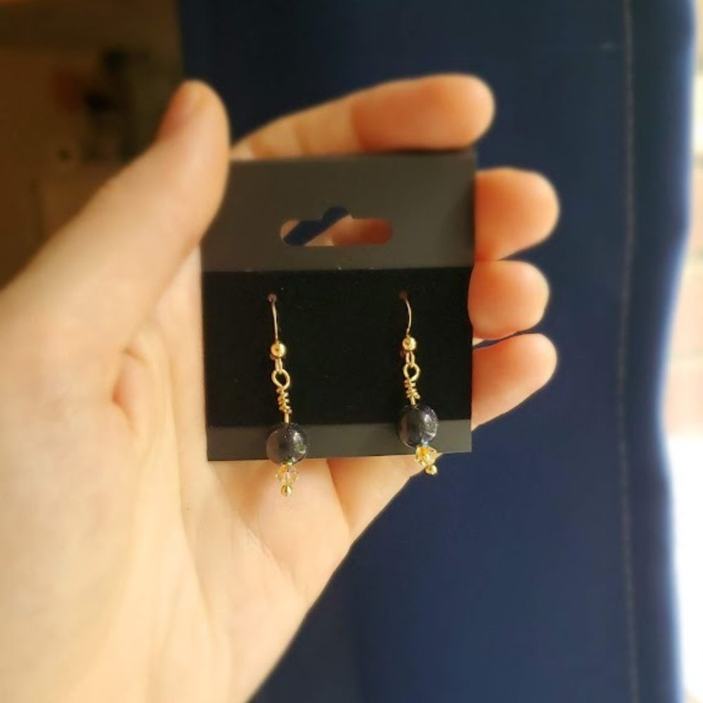 Handmade Glass Bead Earrings. Gold-filled ear hooks.